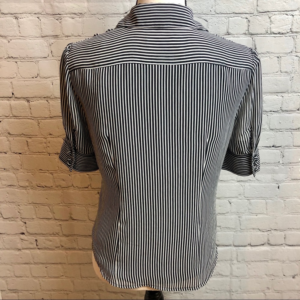 Anne Klein Striped Ruffle Front Blouse - Picture 3 of 6